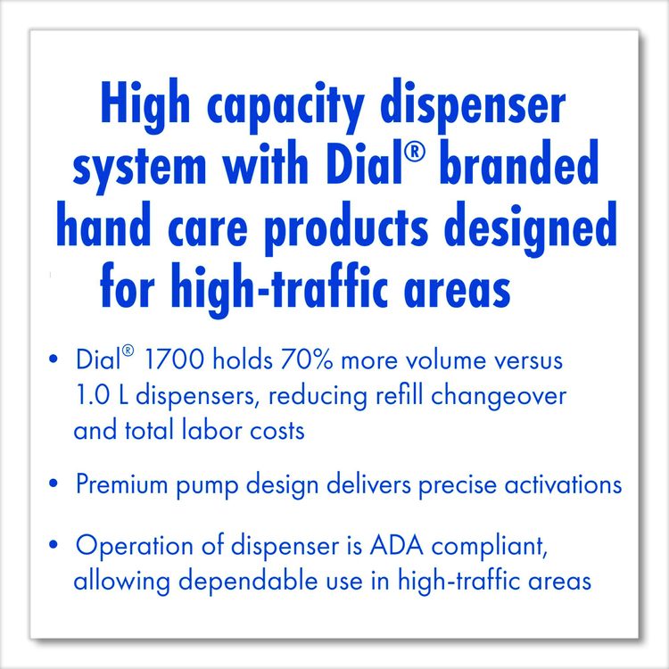 Dial 1700 Manual Dispenser, 1.7 L, 7.07 x 3.95 x 12.66, Smoke, 3/Carton