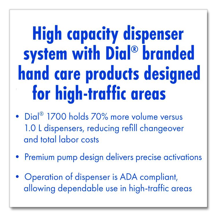 Dial 1700 Manual Dispenser, 1.7 L, 7.07 x 3.95 x 12.66, Pearl, 3/Carton