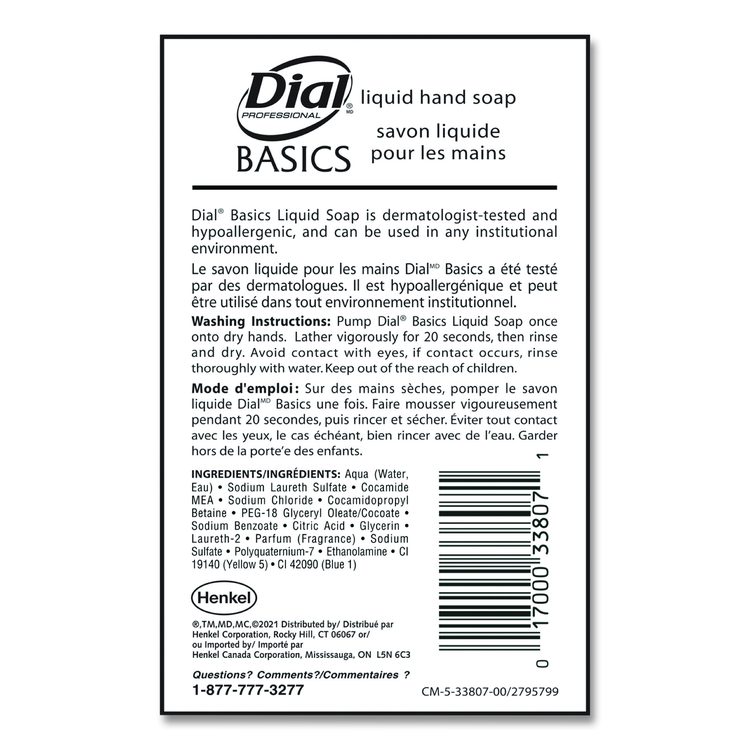 Basics MP Free Liquid Hand Soap Refill, Honeysuckle Scent, 3.78 L, 4/Carton