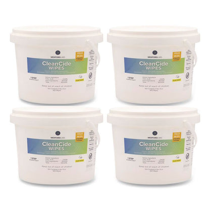 CleanCide Disinfecting Wipes, 1-Ply, 8 x 5.5, Fresh Scent, White, 400/Tub, 4 Tubs/Carton