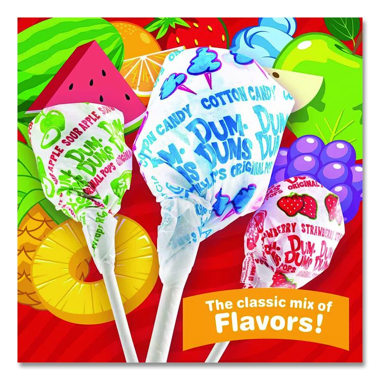 Dum-Dum-Pops, Assorted Flavors, Individually Wrapped, 120/Box