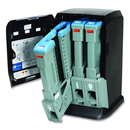 Tri-Tower Mini Dispenser, Holds Forks/Knives/Spoons or Sporks, 13.15 x 31.03 x 17.5, Black/Gray