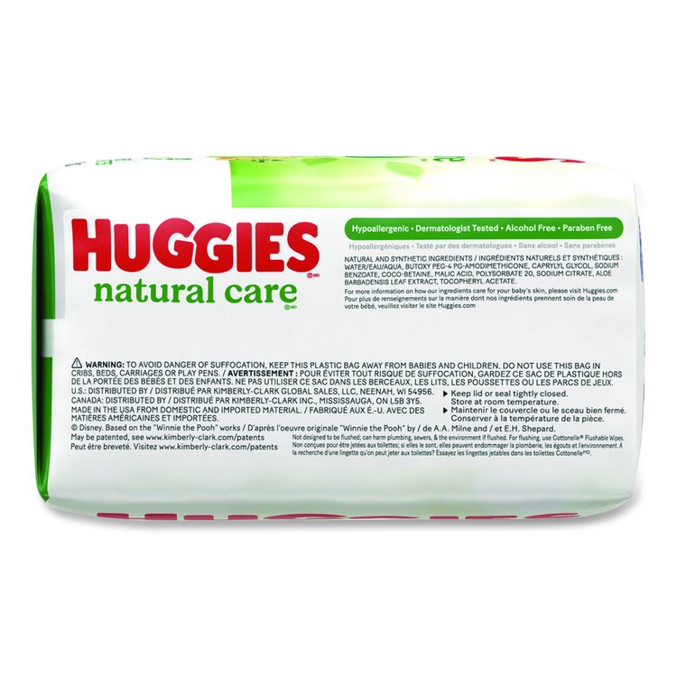 Natural Care Sensitive Baby Wipes, 6.6 x 6.86, Unscented, White, 56 Wipes/Pack, 3 Packs/Carton