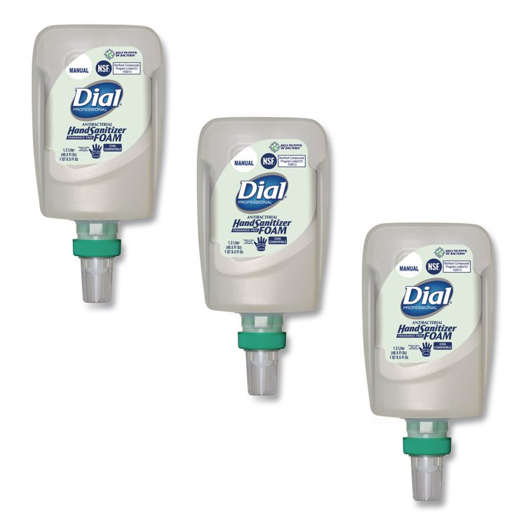 Antibacterial Foaming Hand Sanitizer Refill for FIT Manual Dispenser, 1.2 L Bottle, Fragrance-Free, 3/Carton