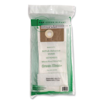 GK-VU500 Replacement Bag, 10 Bags/Pack, 10 Packs/Carton
