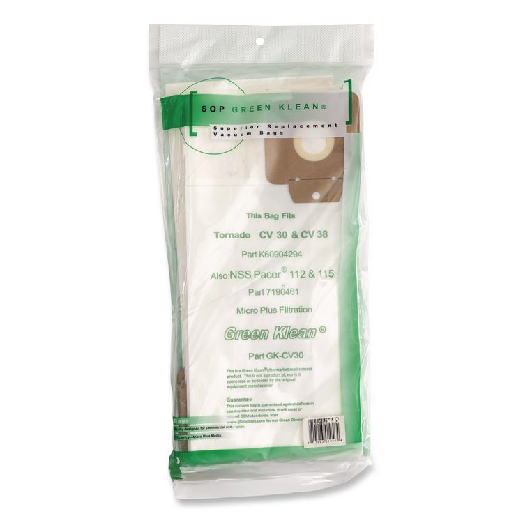 GK-CV30 Replacement Bag, 10 Bags/Pack, 10 Packs/Carton