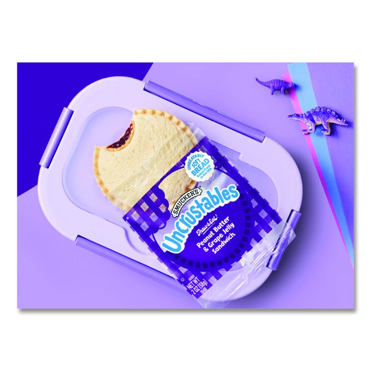 UNCRUSTABLES Peanut Butter and Grape Jelly/Peanut Butter and Strawberry Jam, 2 oz, 10 Sandwiches/Pack, 2 Packs/Carton