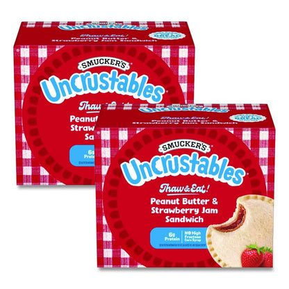 UNCRUSTABLES Peanut Butter and Strawberry Jam, 2 oz, 10/Box, 2 Boxes/Carton