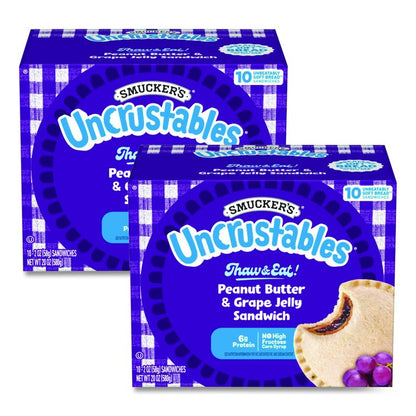 UNCRUSTABLES Peanut Butter and Grape Jelly, 2 oz, 10/Box, 2 Boxes/Carton