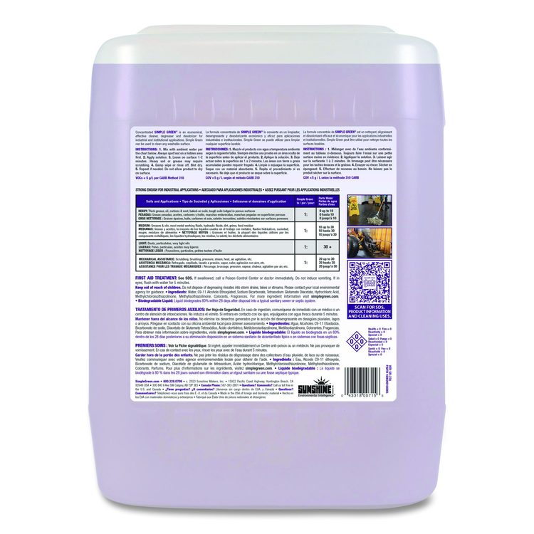 Industrial Cleaner and Degreaser, Lavender Scent, 5 gal Pail