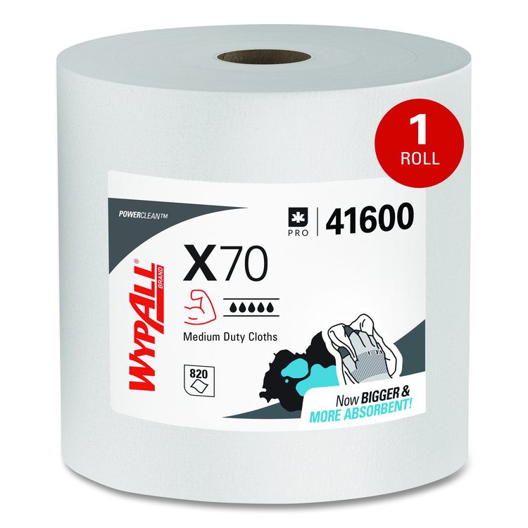 X70 Cloths, Jumbo Roll, Perforated, 12.4 x 12.2, White, 820 Towels/Roll