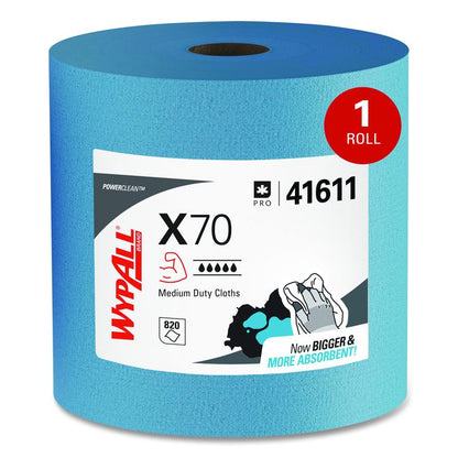 X70 Cloths, Jumbo Roll, 12.4 x 12.2, Blue, 820/Roll