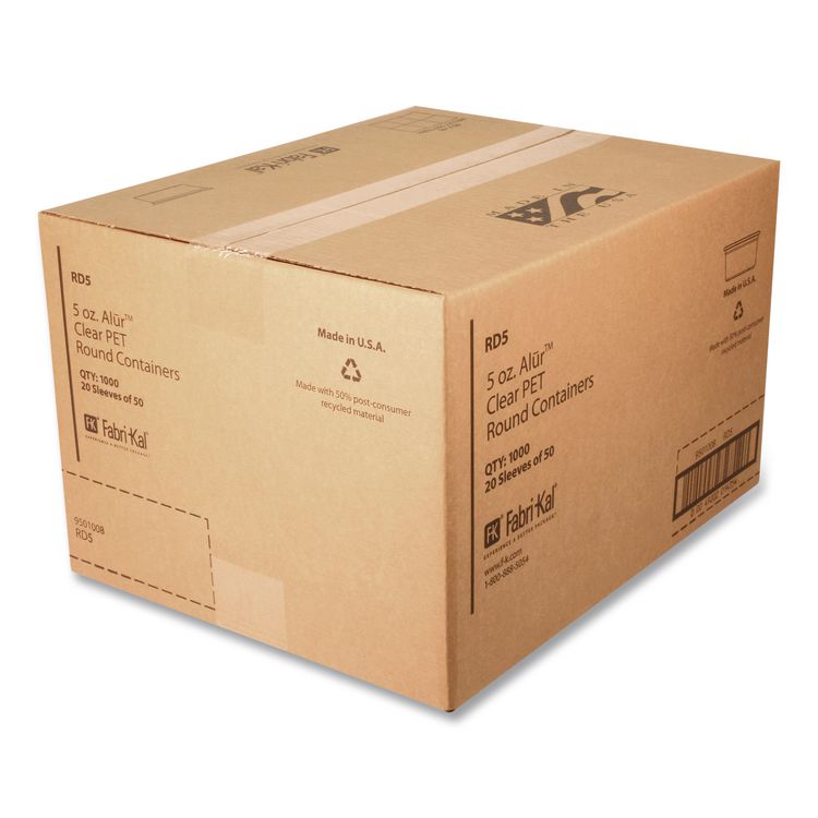 Recycleware Deli Containers, 5 oz, 3.6 x 2.6 x 1.8, Clear, Plastic, 1,000/Carton