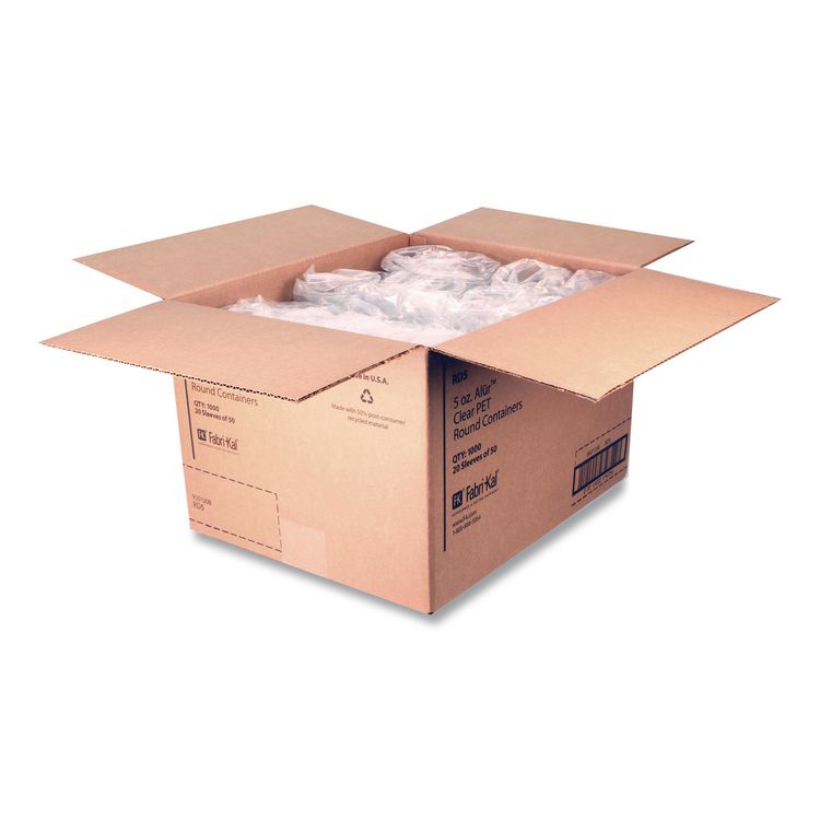 Recycleware Deli Containers, 5 oz, 3.6 x 2.6 x 1.8, Clear, Plastic, 1,000/Carton