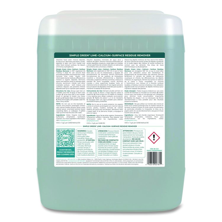 Lime Calcium Surface Residue Remover, 5 gal Pail