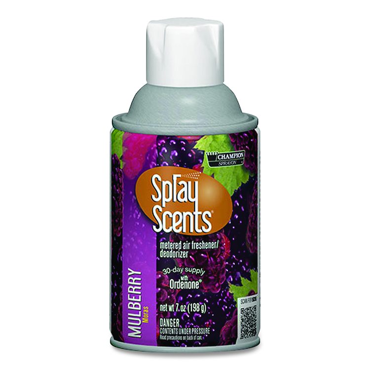 Champion Sprayon SPRAYScents Metered Air Freshener Refill, Mulberry, 7 oz Aerosol Spray, 12/Carton