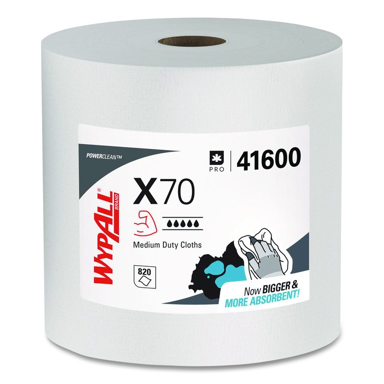 X70 Cloths, Jumbo Roll, Perforated, 12.4 x 12.2, White, 820 Towels/Roll