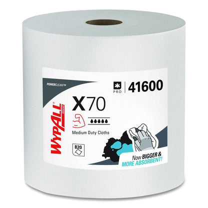 X70 Cloths, Jumbo Roll, Perforated, 12.4 x 12.2, White, 820 Towels/Roll