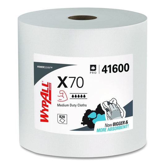 X70 Cloths, Jumbo Roll, Perforated, 12.4 x 12.2, White, 820 Towels/Roll