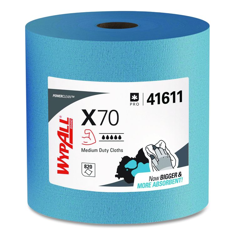 X70 Cloths, Jumbo Roll, 12.4 x 12.2, Blue, 820/Roll