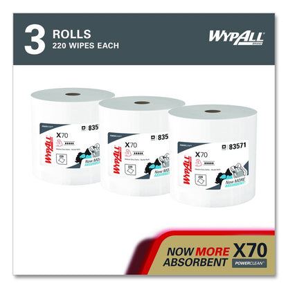 X70 Wipers in a Bucket Refills, No Bucket, 13 x 10, Unscented, White, 220/Rolls, 3 Rolls/Carton
