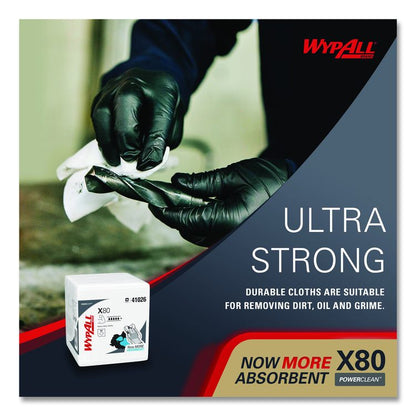 Power Clean X80 Heavy Duty Cloths, 1/4 Fold, 12.5 x 12, White, 50/Box, 4 Boxes/Carton