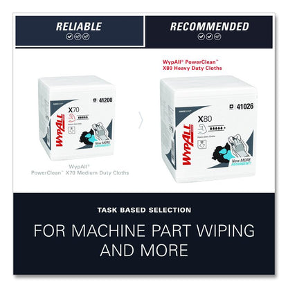 Power Clean X80 Heavy Duty Cloths, 1/4 Fold, 12.5 x 12, White, 50/Box, 4 Boxes/Carton