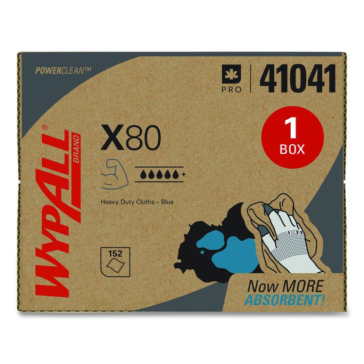 Power Clean X80 Heavy Duty Cloths, 11.1 x 16.8, Blue, 152 Wipers/Carton
