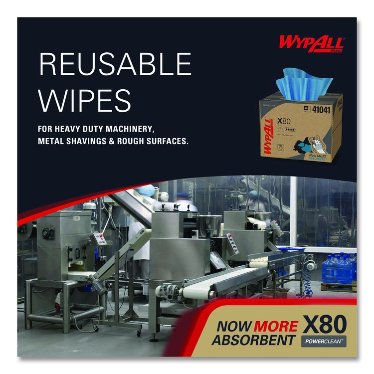 Power Clean X80 Heavy Duty Cloths, 11.1 x 16.8, Blue, 152 Wipers/Carton