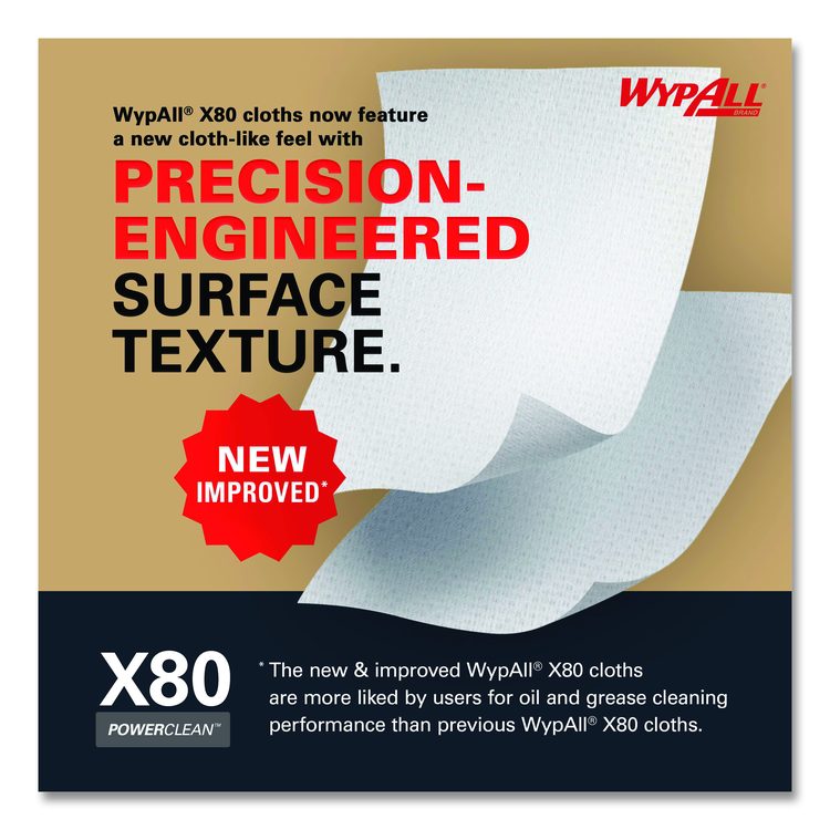 Power Clean X80 Heavy Duty Cloths, Jumbo Roll, 12.4 x 12.2, Blue, 455/Roll
