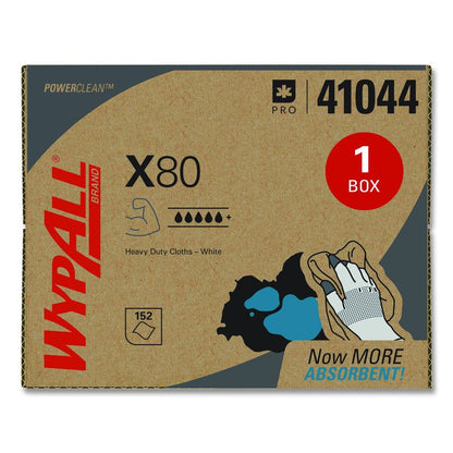 Power Clean X80 Cloths, HYDROKNIT, BRAG Box, 11.1 x 16.8, White, 152/Carton