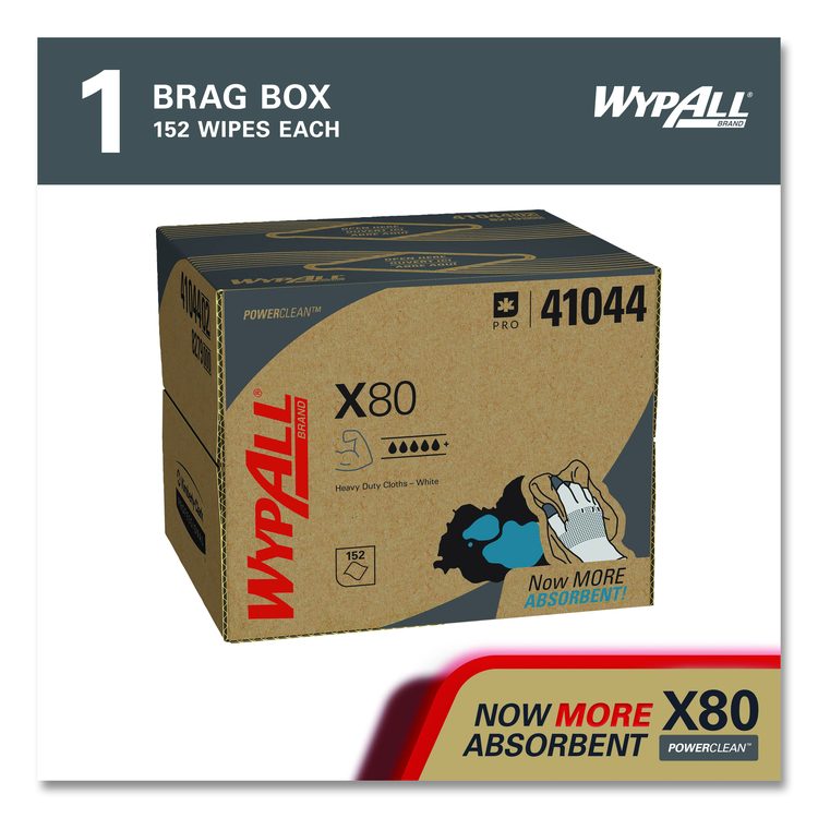 Power Clean X80 Cloths, HYDROKNIT, BRAG Box, 11.1 x 16.8, White, 152/Carton