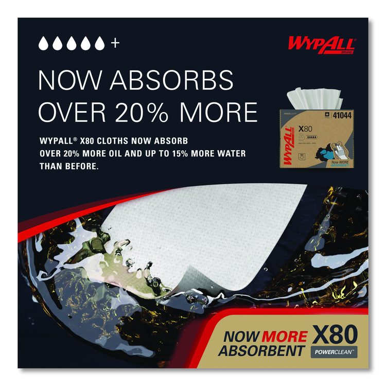 Power Clean X80 Cloths, HYDROKNIT, BRAG Box, 11.1 x 16.8, White, 152/Carton