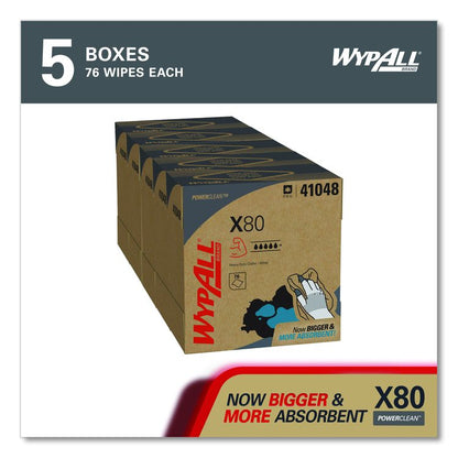 Power Clean X80 Cloths, HYDROKNIT, POP-UP Box, 8.34 x 16.8, White, 76/Box, 5 Boxes/Carton