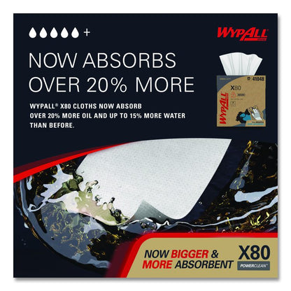Power Clean X80 Cloths, HYDROKNIT, POP-UP Box, 8.34 x 16.8, White, 76/Box, 5 Boxes/Carton