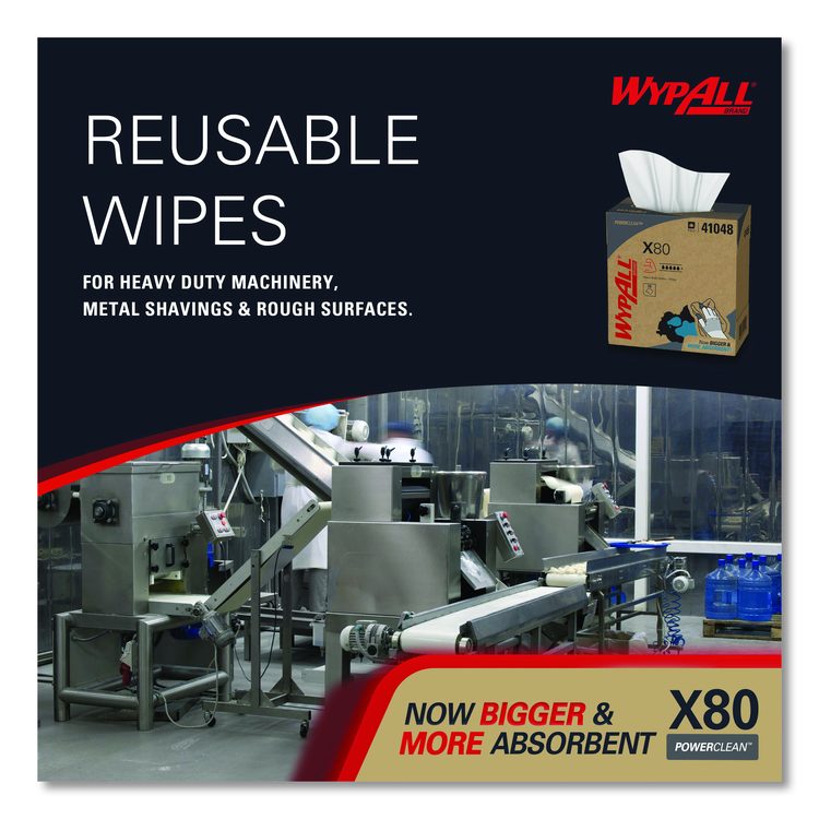 Power Clean X80 Cloths, HYDROKNIT, POP-UP Box, 8.34 x 16.8, White, 76/Box, 5 Boxes/Carton