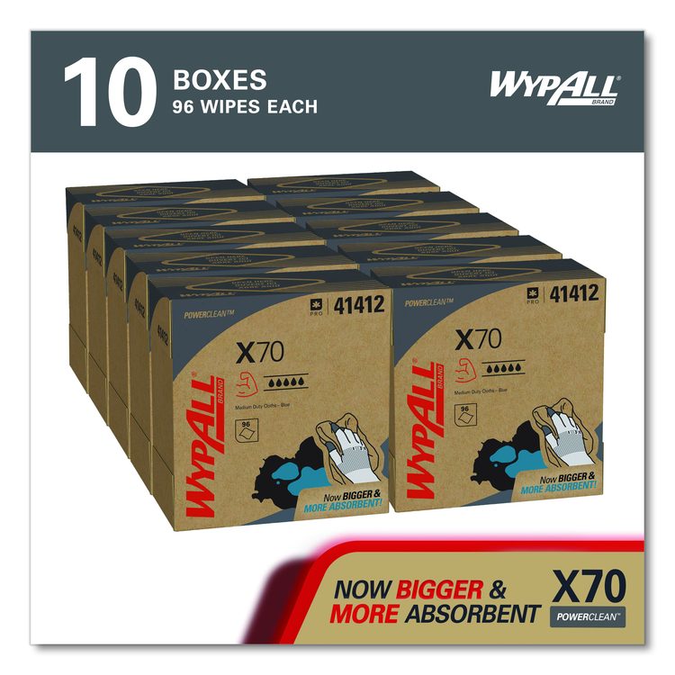 X70 Cloths, POP-UP Box, 9.13 x 16.8, Blue, 96/Box, 10 Boxes/Carton