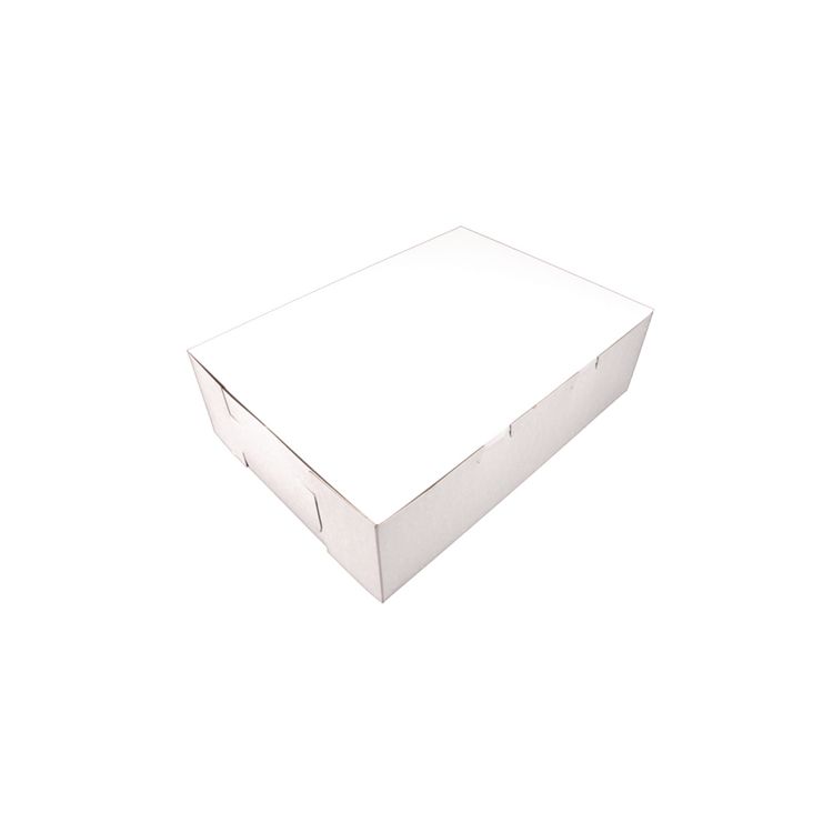 White One-Piece Non-Window Bakery Boxes, 1/4-Sheet Cake Box, 14 x 10 x 4, White, Paper, 100/Carton