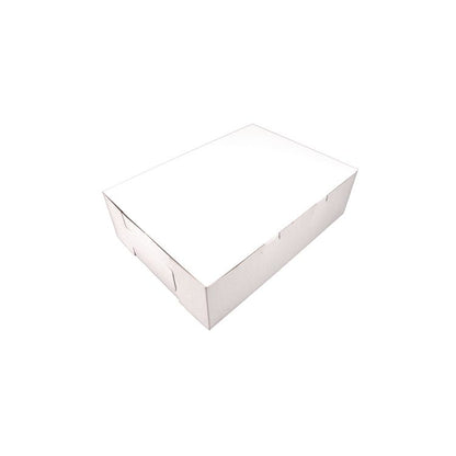 White One-Piece Non-Window Bakery Boxes, 1/4-Sheet Cake Box, 14 x 10 x 4, White, Paper, 100/Carton