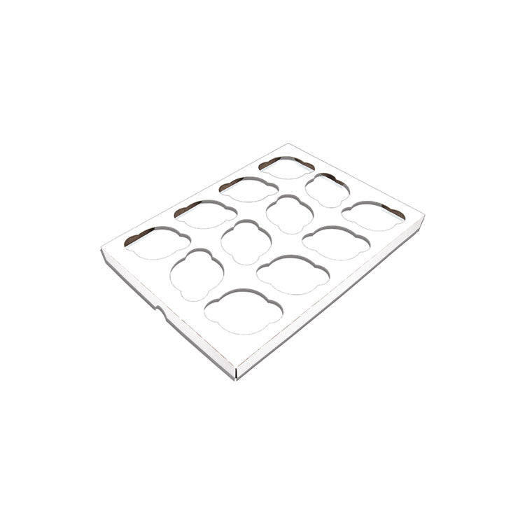 Cupcake Holder Inserts, 12-Cupcake Holder, 9.88 x 13.88 x 0.88, White/Brown, Paper, 200/Carton