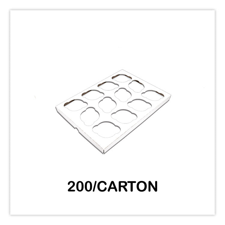Cupcake Holder Inserts, 12-Cupcake Holder, 9.88 x 13.88 x 0.88, White/Brown, Paper, 200/Carton