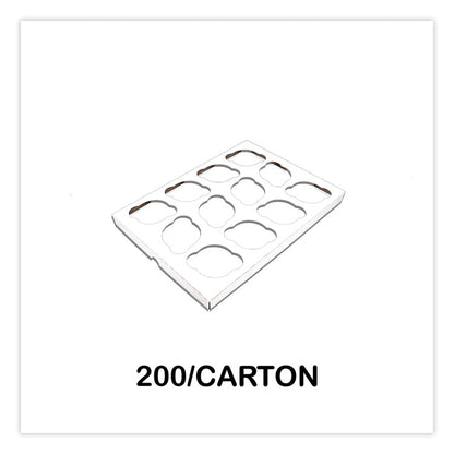 Cupcake Holder Inserts, 12-Cupcake Holder, 9.88 x 13.88 x 0.88, White/Brown, Paper, 200/Carton