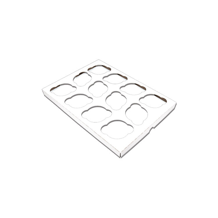 Cupcake Holder Inserts, 12-Cupcake Holder, 9.88 x 13.88 x 0.88, White/Brown, Paper, 200/Carton