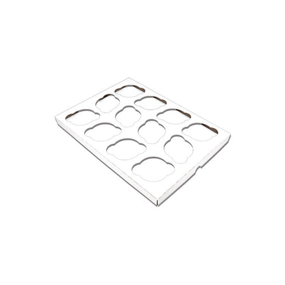 Cupcake Holder Inserts, 12-Cupcake Holder, 9.88 x 13.88 x 0.88, White/Brown, Paper, 200/Carton