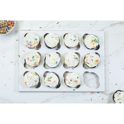 Cupcake Holder Inserts, 12-Cupcake Holder, 9.88 x 13.88 x 0.88, White/Brown, Paper, 200/Carton
