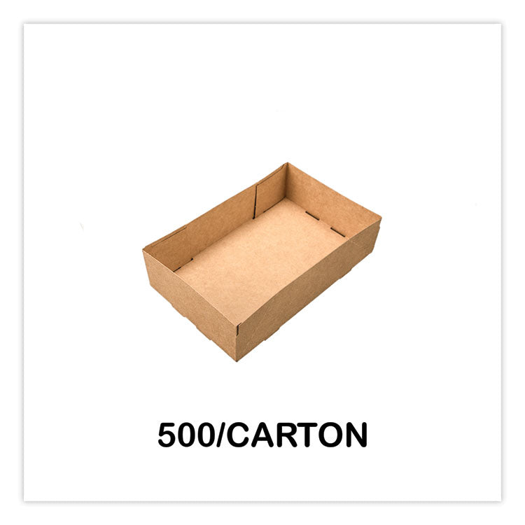 4-Corner Pop-Up Food and Drink Tray, 8.63 x 5.5 x 2.25, Brown, Paper, 500/Carton