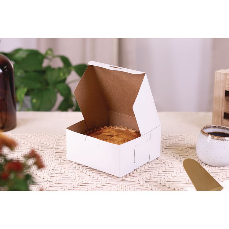 White One-Piece Non-Window Bakery Boxes, 6 x 6 x 3, White, Paper, 250/Carton