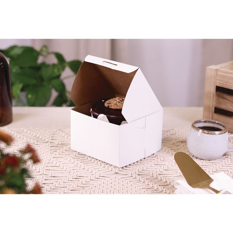 White One-Piece Non-Window Bakery Boxes, 6 x 6 x 4, White, Paper, 250/Bundle