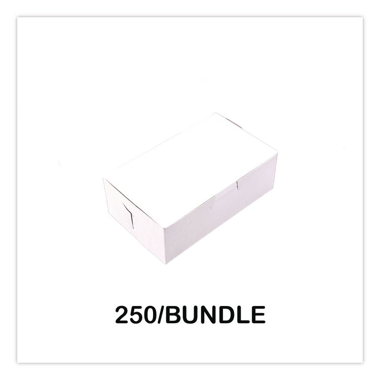White One-Piece Non-Window Bakery Boxes, 6.25 x 3.75 x 2.13, White, Paper, 250/Bundle