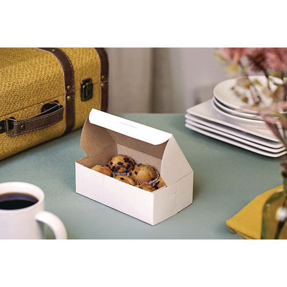 White One-Piece Non-Window Bakery Boxes, 6.25 x 3.75 x 2.13, White, Paper, 250/Bundle